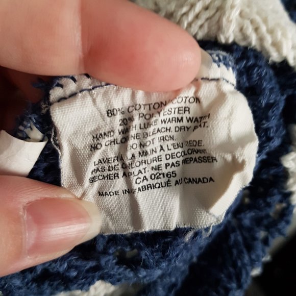 Crochet Blue & White Zig Zag Pattern Sweater - Picture 4 of 8